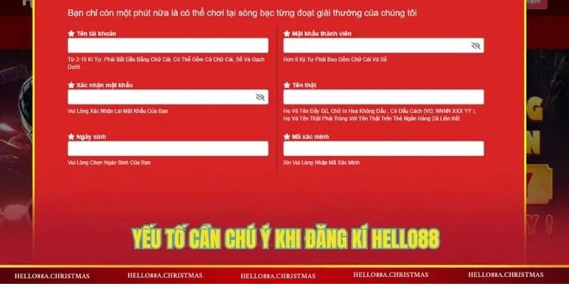Yếu tố cần chú ý khi đăng kí HELLO88