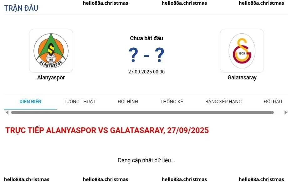 Trận đấu Alanyaspor vs Galatasaray: 0h00 ngày 27/9/2025, Vòng 7 Super Lig 2025/26